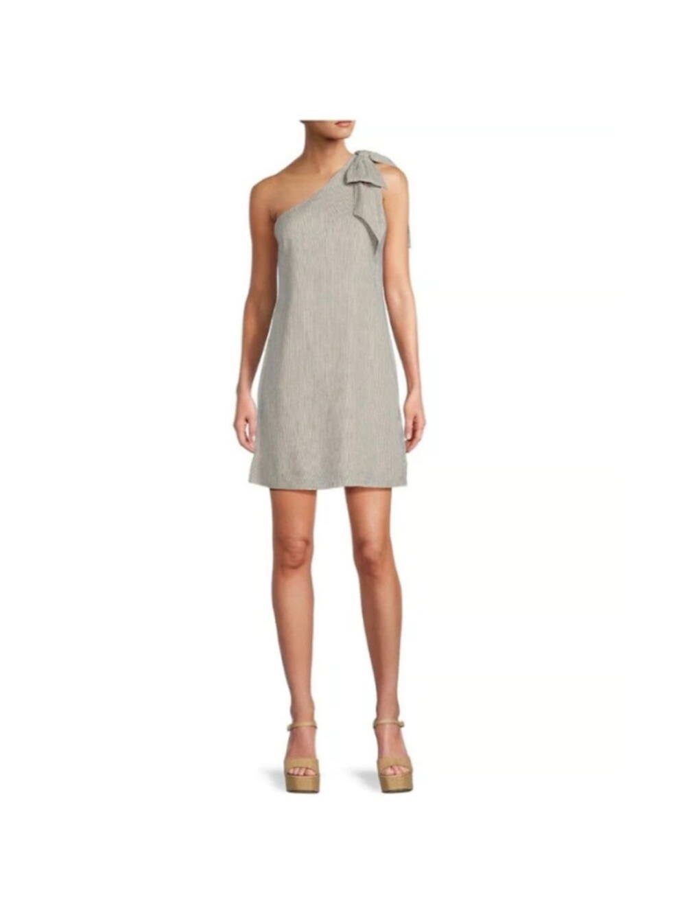 ANTONIO MELANI One-Shoulder Tie Mini Dress in Light Gray